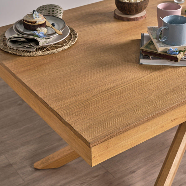 Amelia 6 Seat Oak Dining Table Set - Oak Armchairs - Laura James