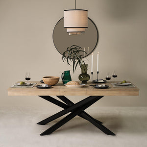 Amelia Whitewash Wood Dining Table - Extendable - Black Legs