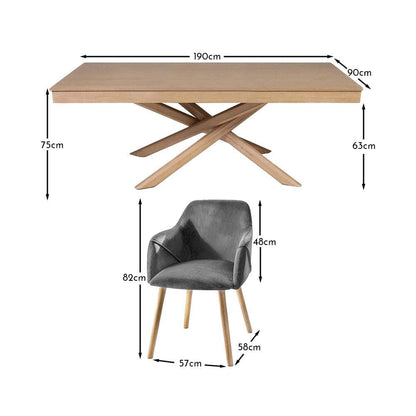 Amelia Whitewash Dining Table Set - 6 Seater - Freya Grey Carver Chairs With Whitewash Oak Legs - Laura James