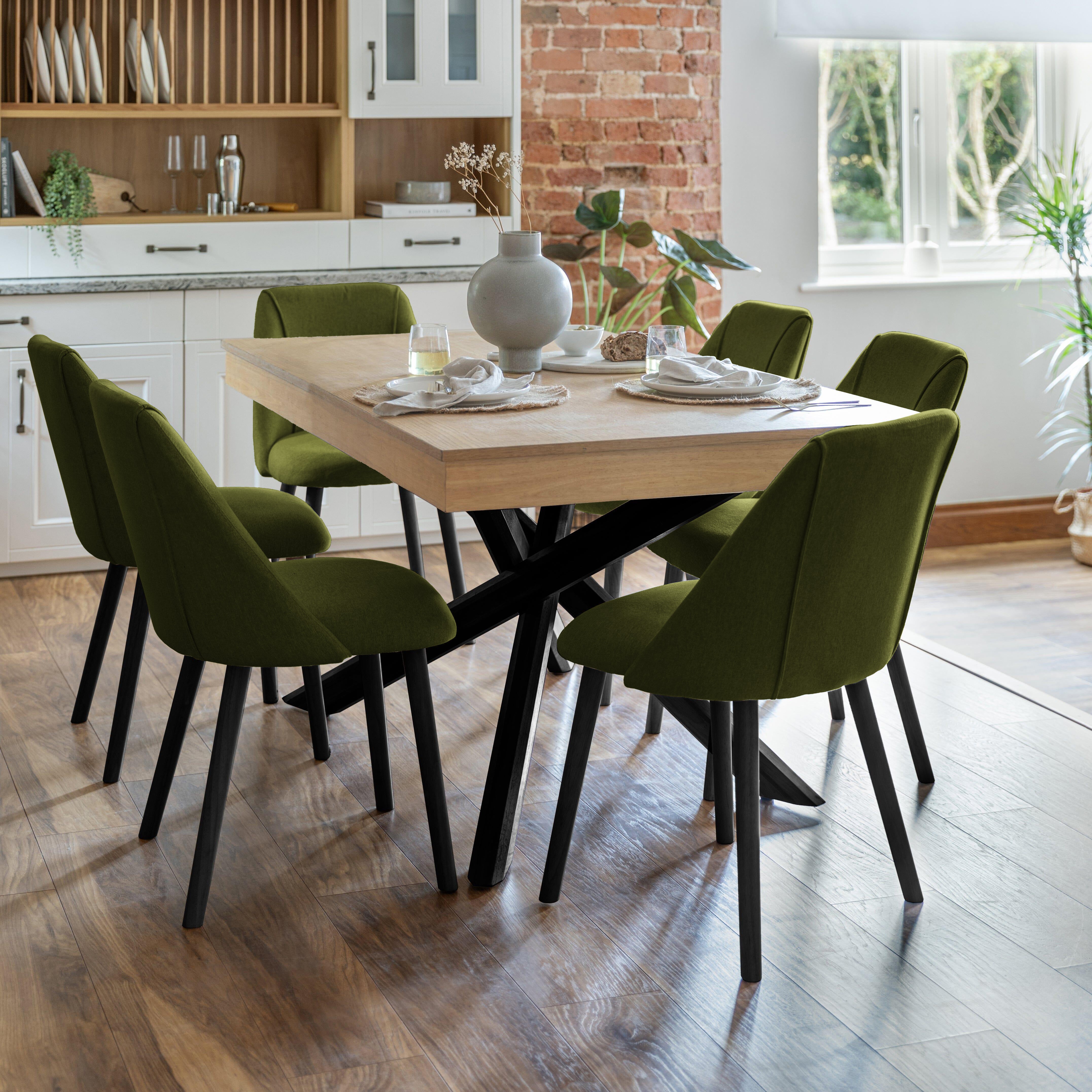 Amelia Whitewash Wooden Dining Table Set Freya Fern Green