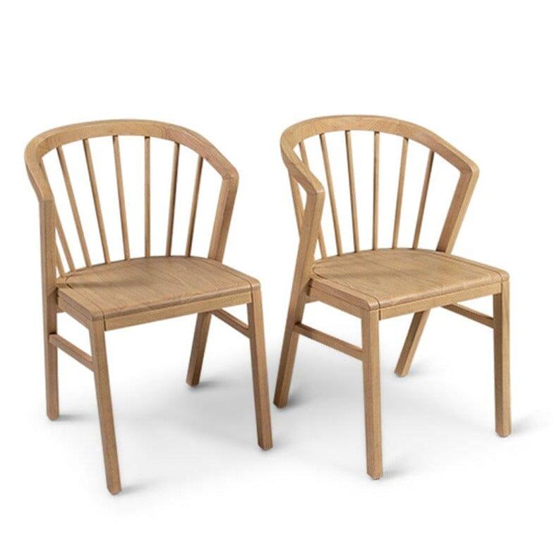 Amelia Whitewash Dining Table Set - 6 Seater - Light Oak Spindle Back Chairs