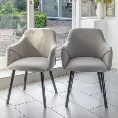 Amelia Whitewash Extendable Dining Table Set - 6 Seater - Freya Oatmeal Carver Chairs With Black Legs - Laura James