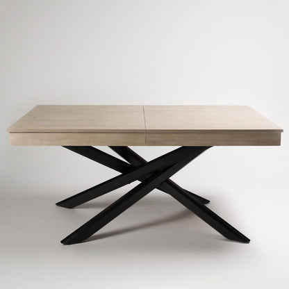 Amelia Black Whitewash Extending dining table 6 seater Freya Oatmeal Black