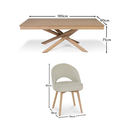 Amelia Whitewash Dining Table Set - 6 Seater - Marilyn Boucle Dining Chairs - Whitewash Legs - Laura James
