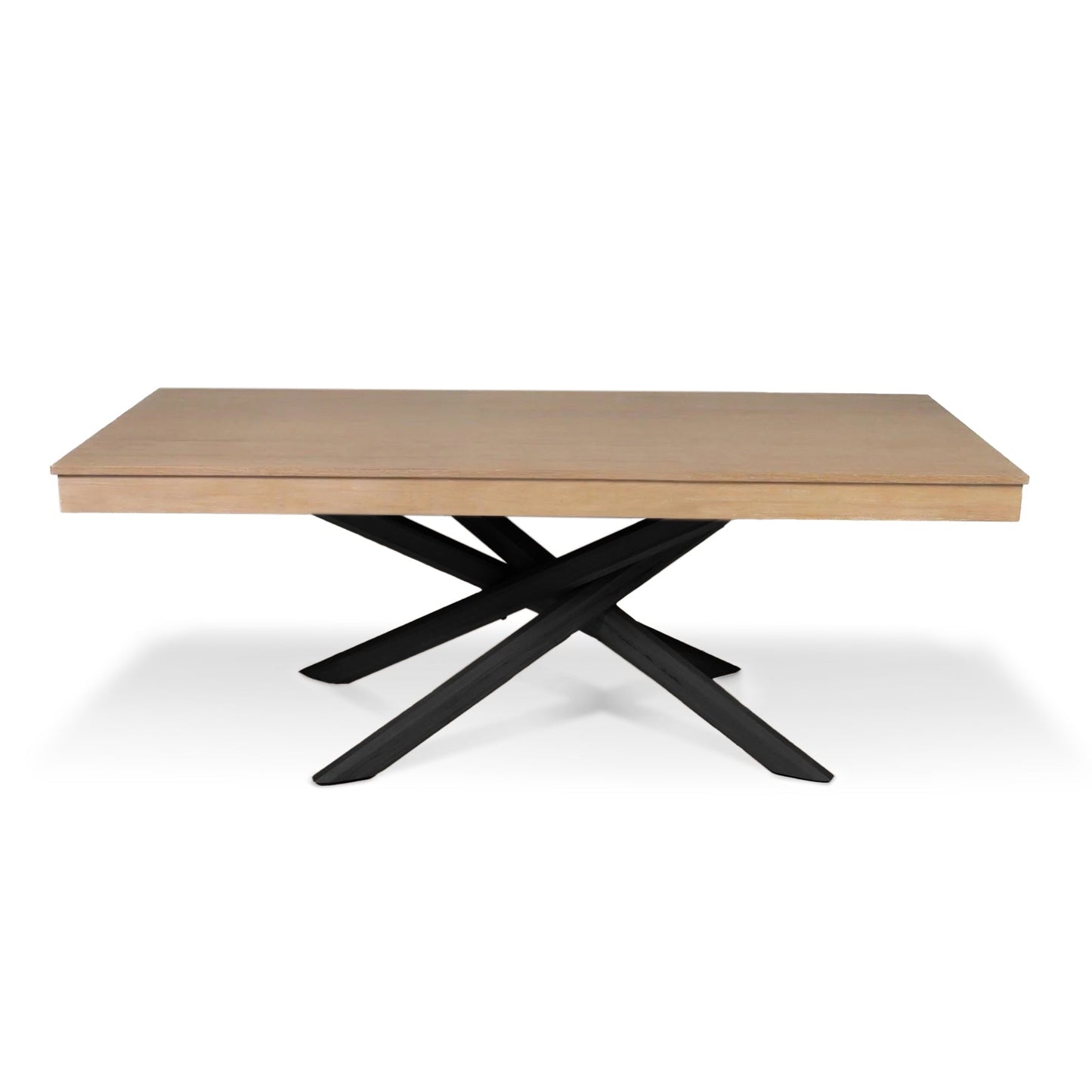 Amelia Whitewash Dining Table Set - 6 Seater - Freya Fossil Carver Chairs - Black Legs