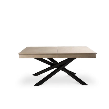 Amelia Whitewash Wood Dining Table - Extendable - Black Legs - Laura JAMES