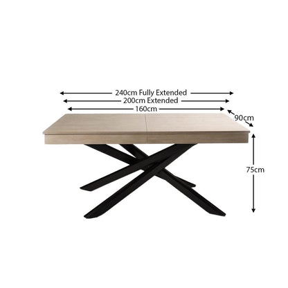 Amelia Whitewash Wood Dining Table - Extendable - Black Legs