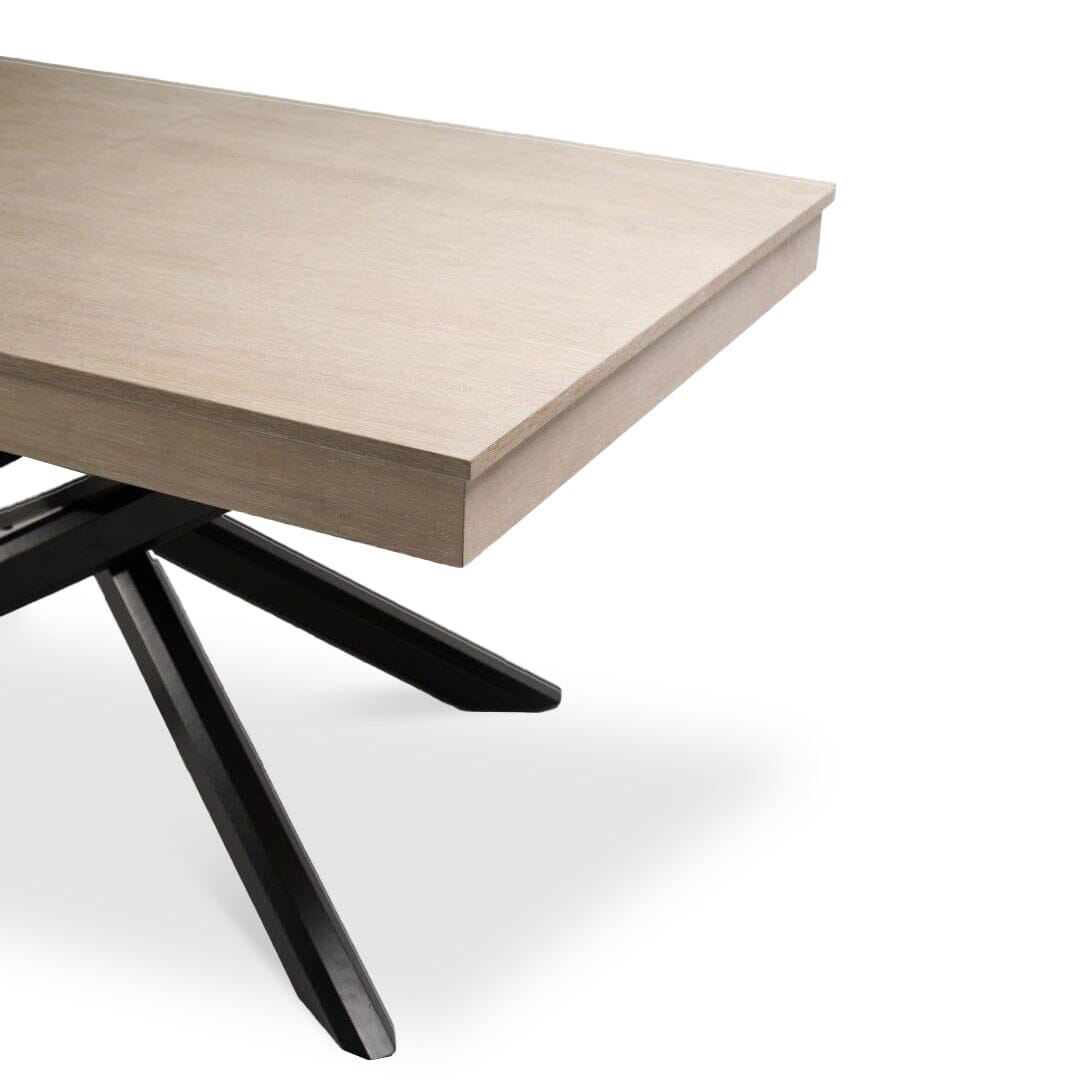 Amelia Whitewash Wood Dining Table - Extendable - Black Legs - Laura JAMES