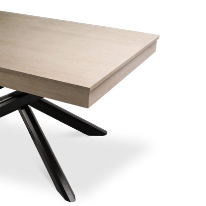 Amelia Whitewash Wood Dining Table - Extendable - Black Legs - Laura JAMES