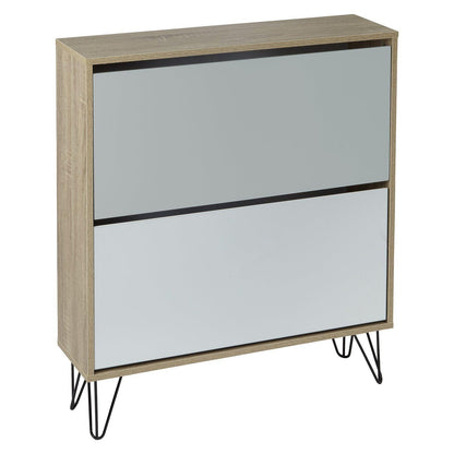 Anderson shoe cabinet - 2 door - oak effect and grey - Laura James