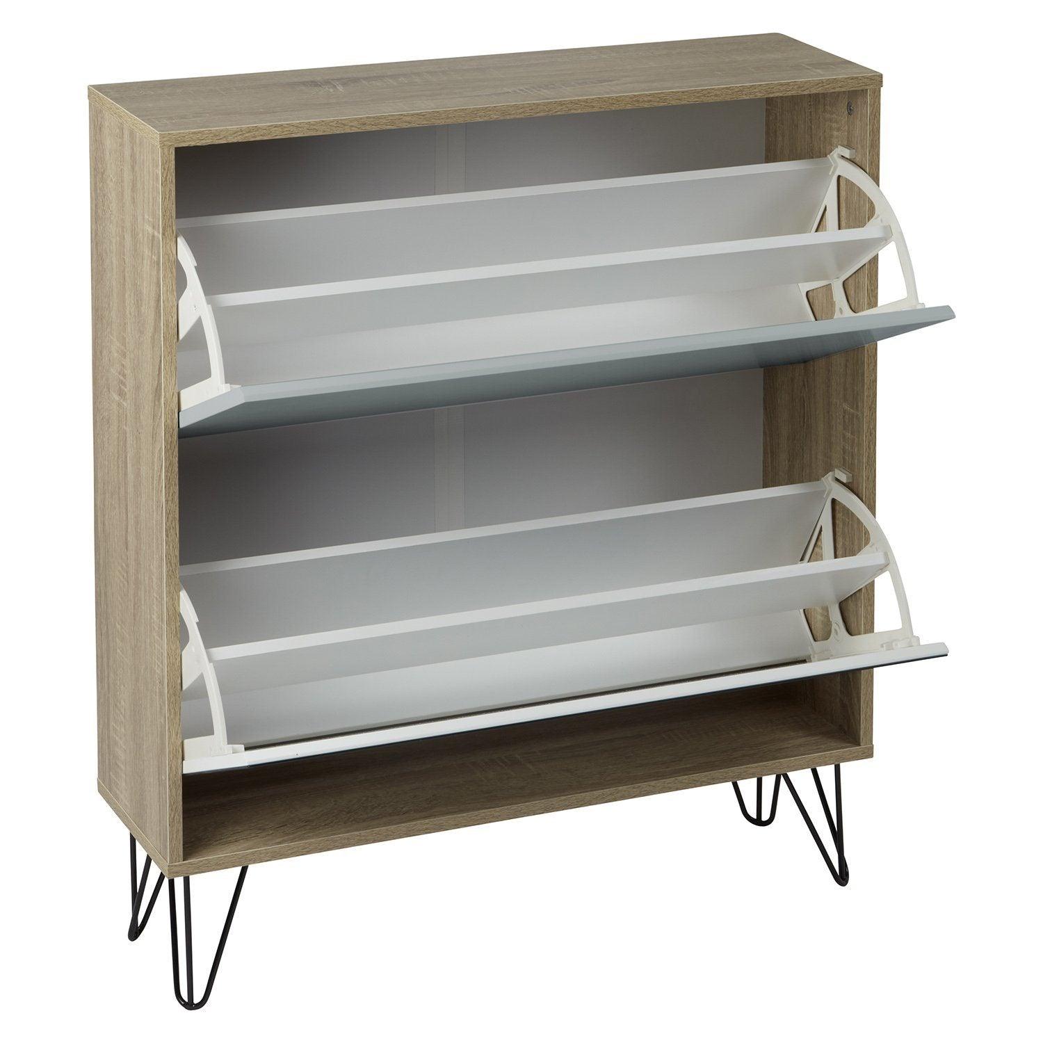 Anderson shoe cabinet - 2 door - oak effect and grey - Laura James