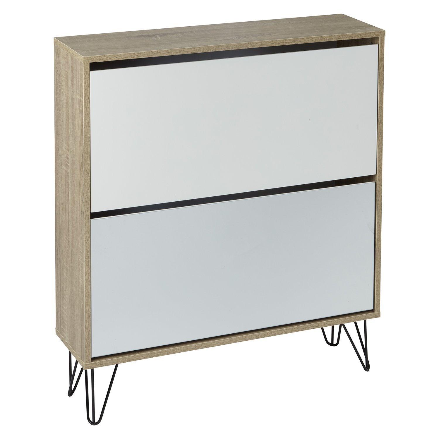 Anderson shoe cabinet - 2 door - oak effect and white - Laura James