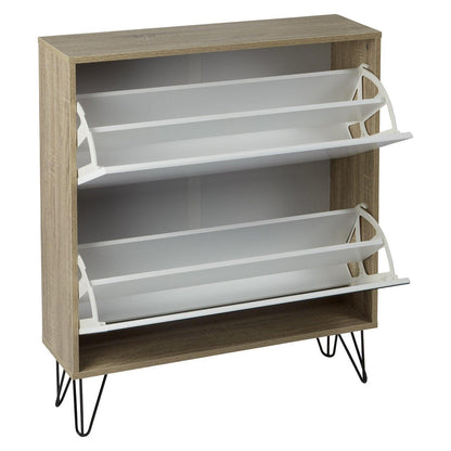 Anderson shoe cabinet - 2 door - oak effect and white - Laura James