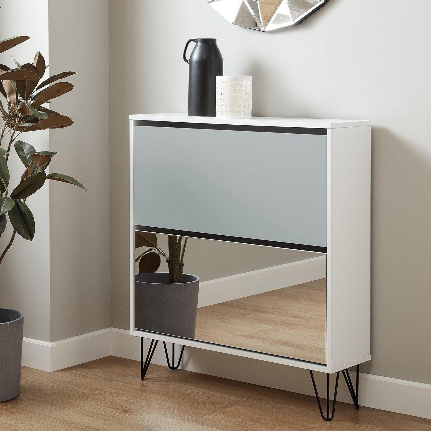 Anderson shoe cabinet - 2 door - white and grey - Laura James