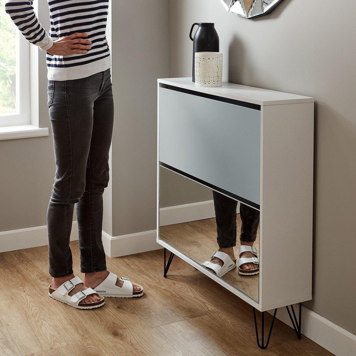 Anderson shoe cabinet - 2 door - white and grey - Laura James