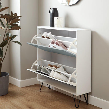 Anderson shoe cabinet - 2 door - white and grey - Laura James