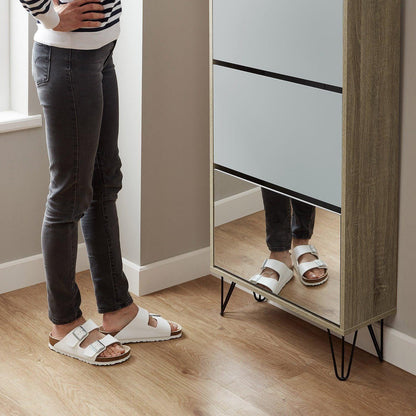 Anderson shoe cabinet - 3 door - oak effect and grey - Laura James