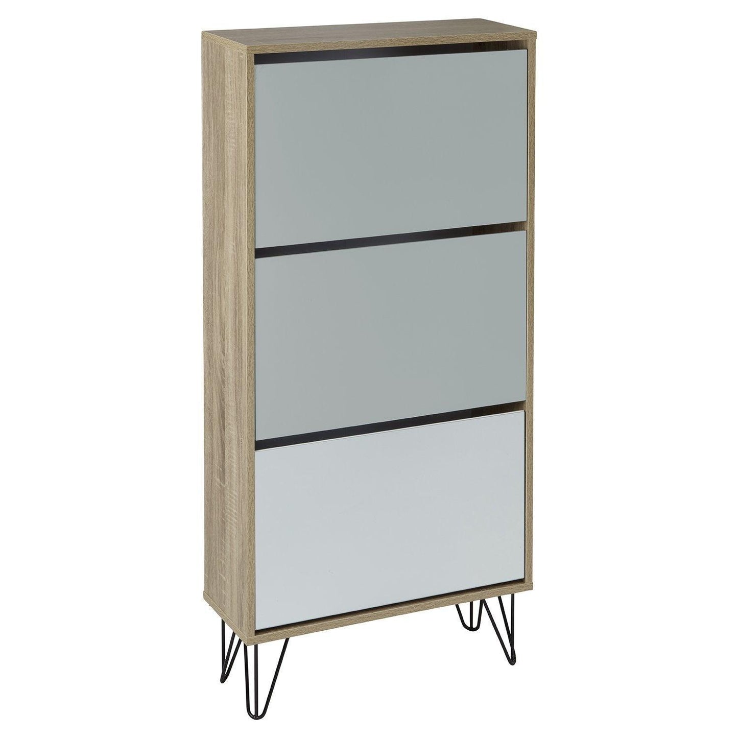 Anderson shoe cabinet - 3 door - oak effect and grey - Laura James