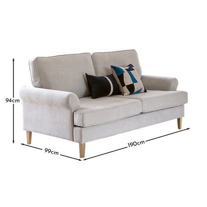 Annabelle medium sofa - 3 seater - Cloud Grey with Pale Oak Legs - Laura James