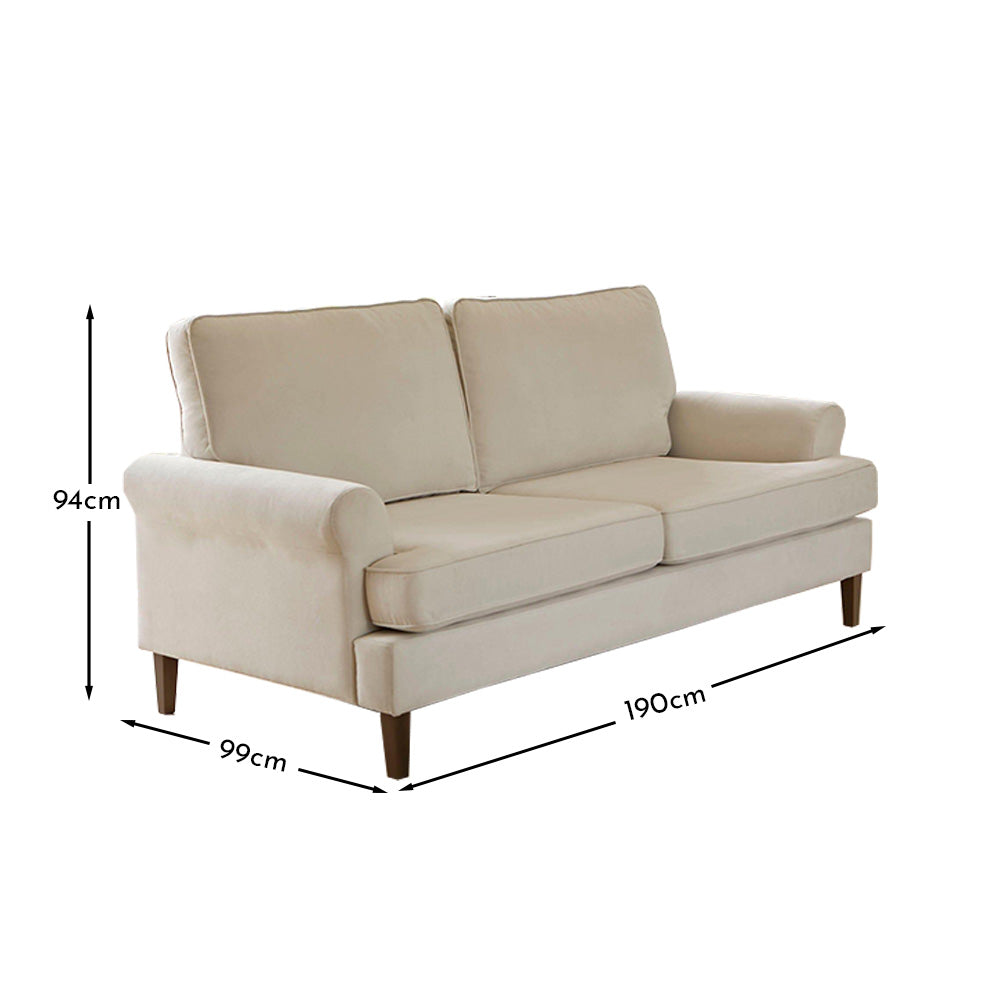 Annabelle medium sofa - 3 seater - Natural Ivory with Dark Oak Legs - Laura James