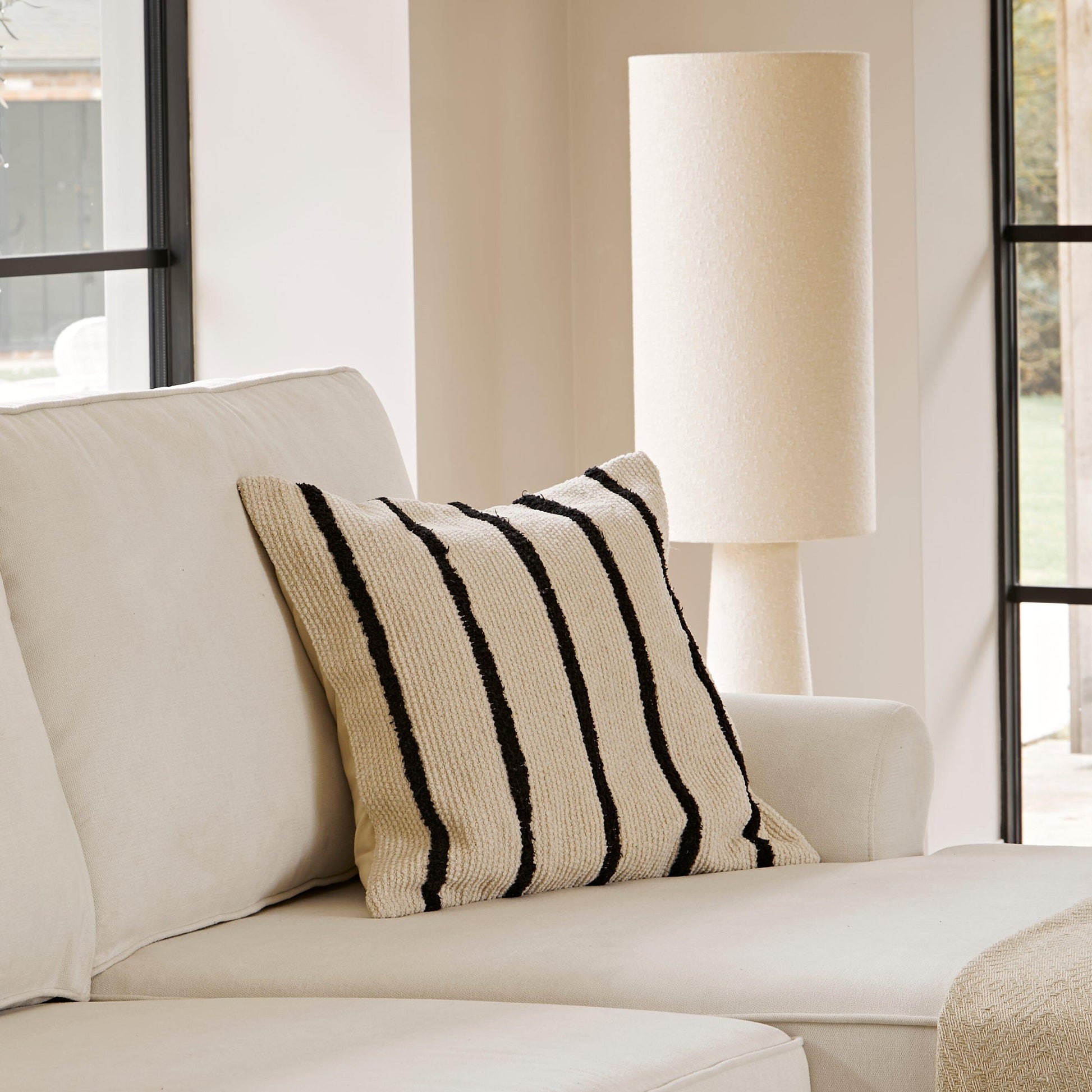 Annabelle corner sofa with chaise Natural Ivory with Dark Oak Legs - Laura James