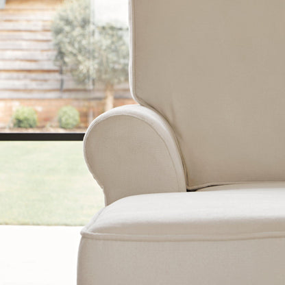 Annabelle corner sofa with chaise Natural Ivory with Dark Oak Legs - Laura James