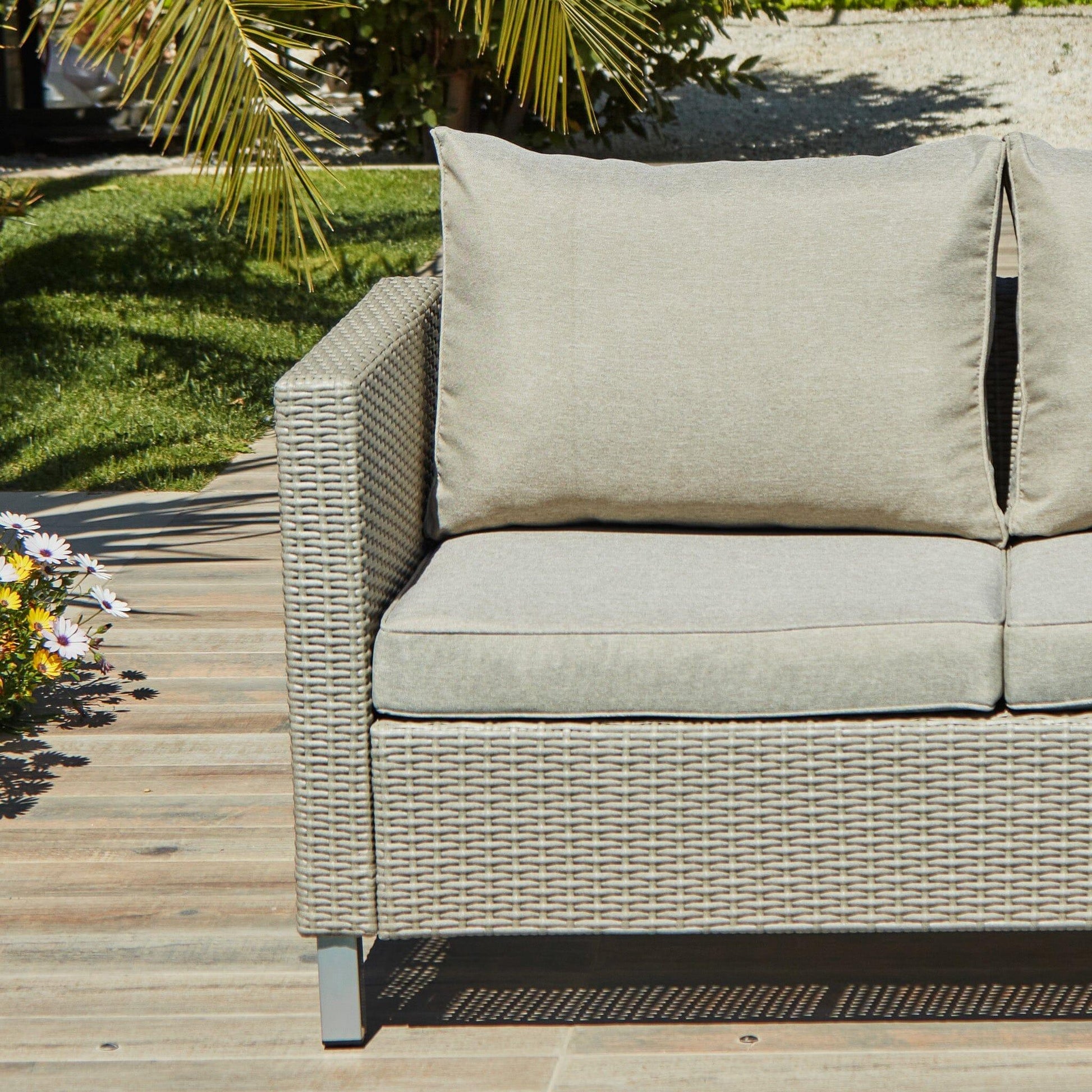 Aria 2 Seater Rattan Garden Sofa - Light Grey - Laura James