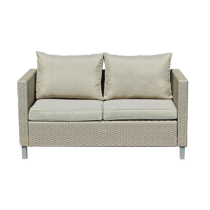 Aria 2 Seater Rattan Garden Sofa - Light Grey - Laura James