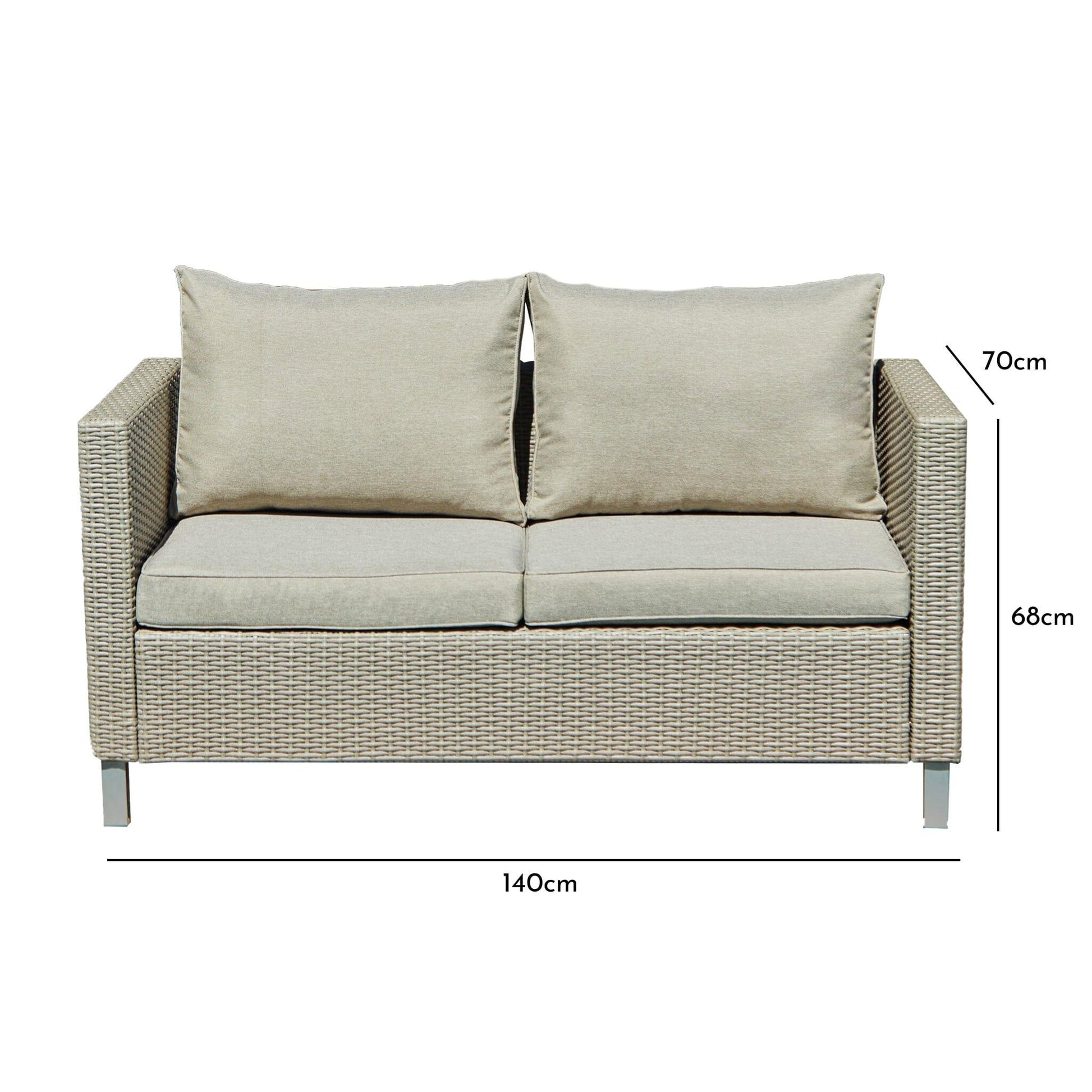 Aria 2 Seater Rattan Garden Sofa - Light Grey - Laura James