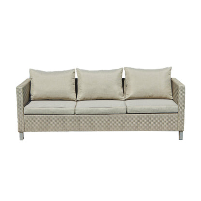 Aria 3 Seater Rattan Garden Sofa - Light Grey - Laura James
