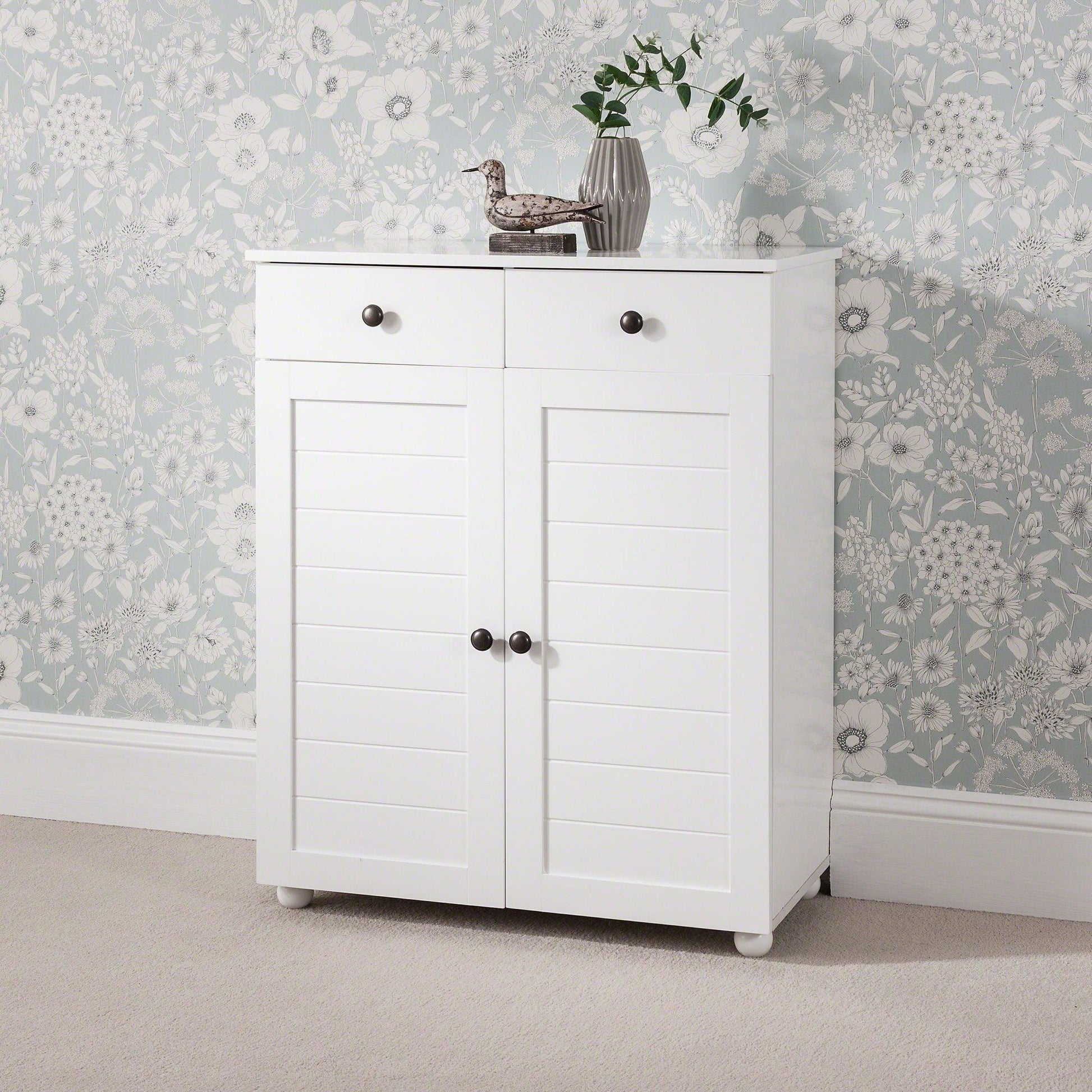 White Shoe Storage Cabinet Storage Cupboard Wooden -  Laura James