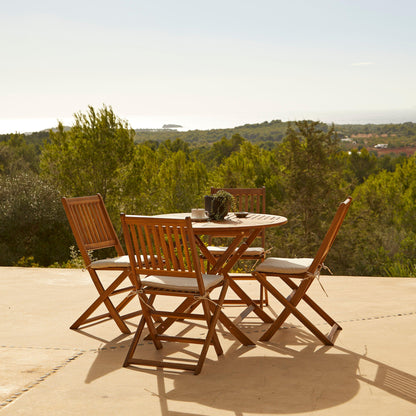 Ashby 6 Seater Round Wooden Garden Dining Set with Arms & Grey LED Premium Parasol  - 130cm