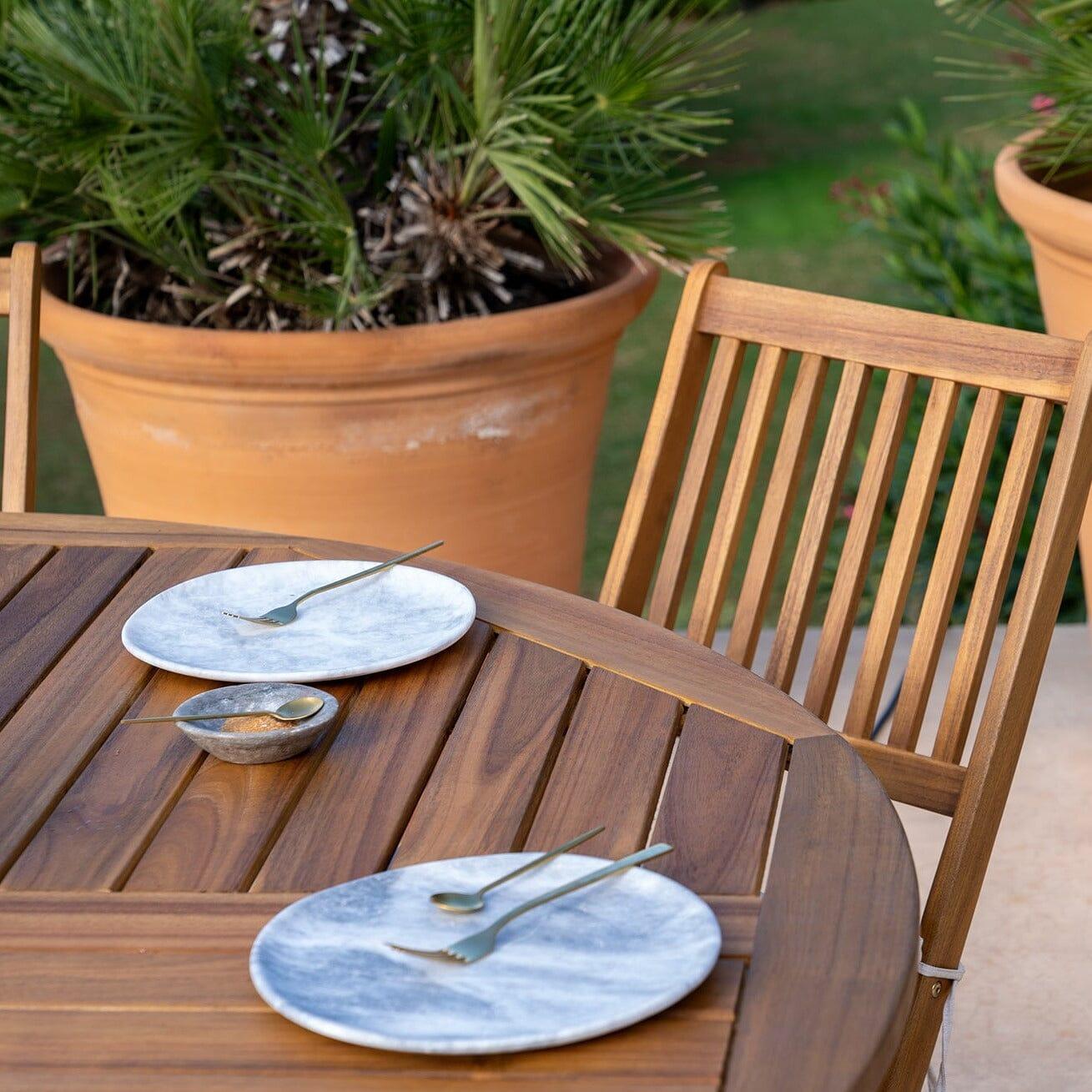 Ashby 4 Seater Round Wooden Garden Armchair Dining Set - 100cm - Laura James