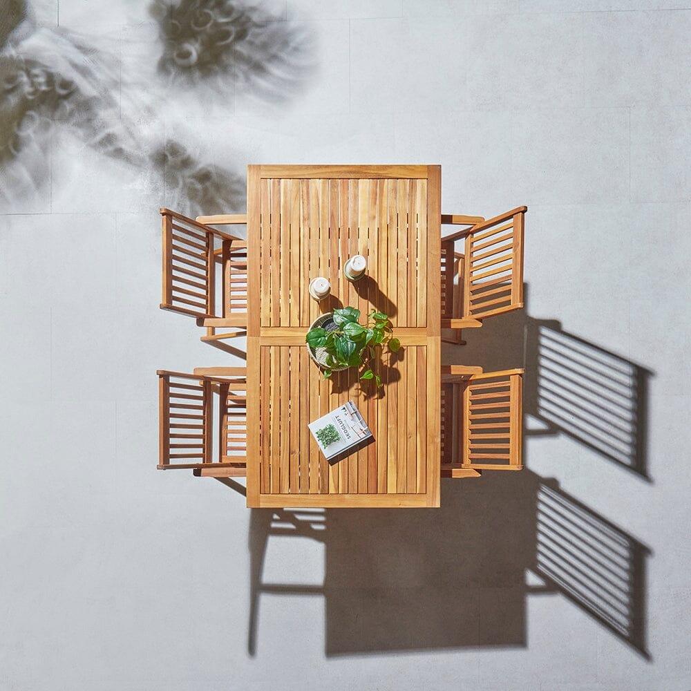 Ashby Outdoor 4 Seater Wooden Rectanglar Armchair Dining Set with Cream Parasol - 120cm - Laura James