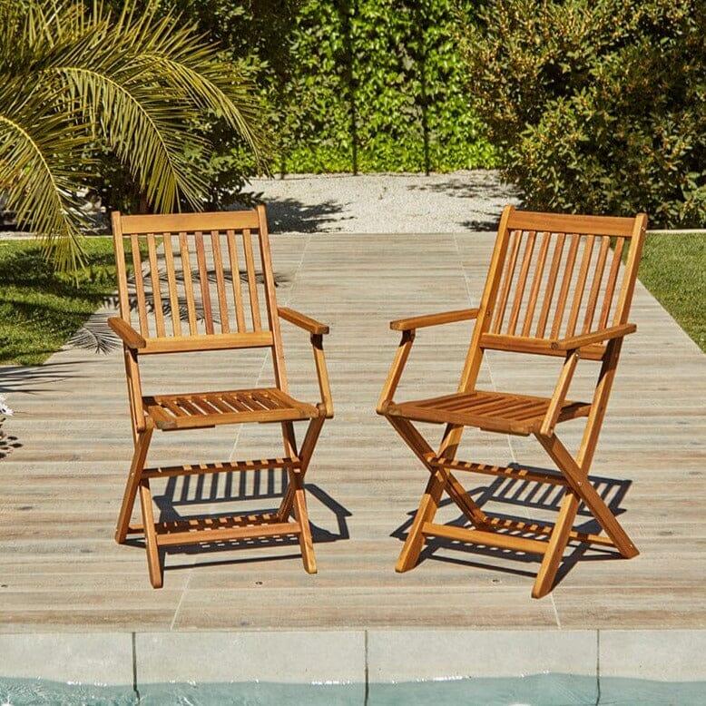 Ashby Outdoor 4 Seater Wooden Rectanglar Armchair Dining Set with Cream Parasol - 120cm - Laura James