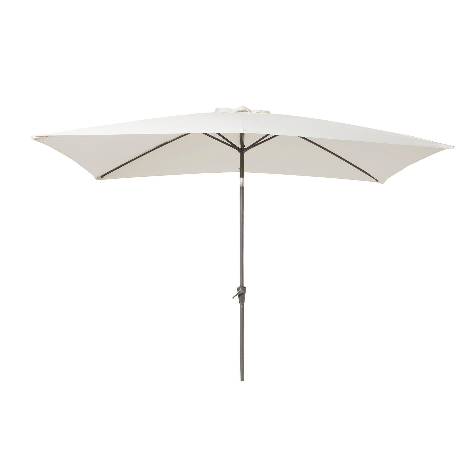 Ashby Outdoor 4 Seater Wooden Rectanglar Armchair Dining Set with Cream Parasol - 120cm - Laura James