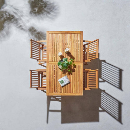 Ashby Outdoor 4 Seater Wooden Rectangular Armchair Dining Set with Grey Parasol - 120cm - Laura James