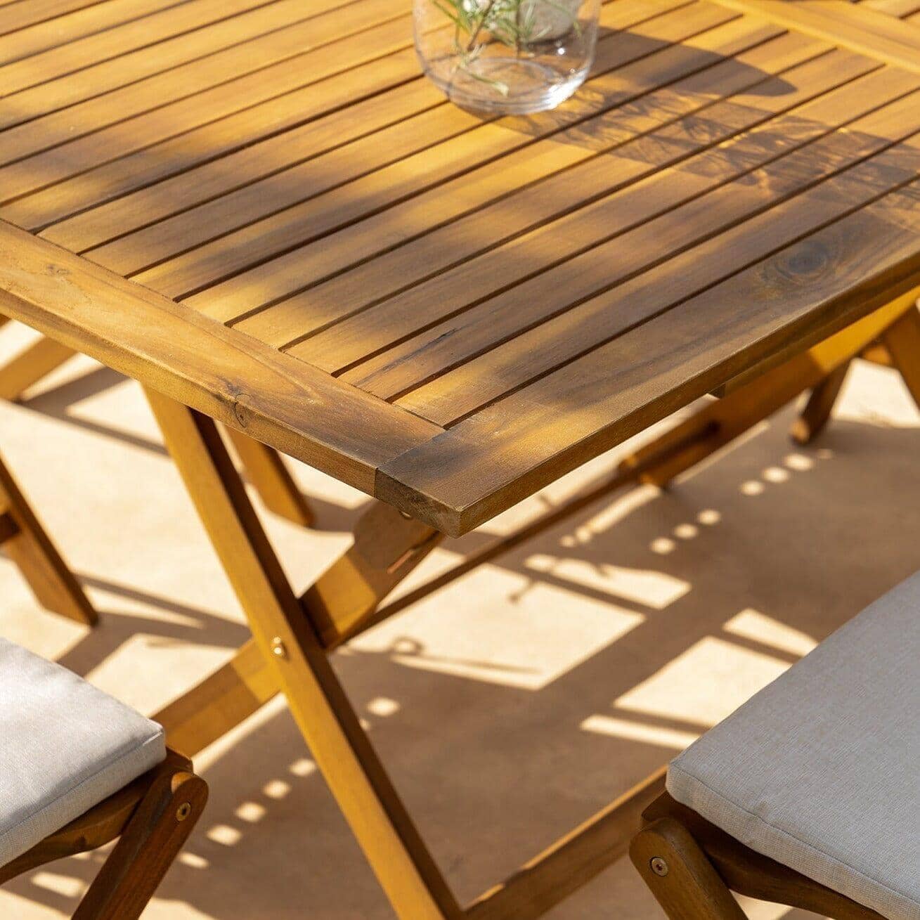 Ashby 4 Seater Wooden Rectangular Garden Dining Set with Cream Parasol - 120cm - Laura James