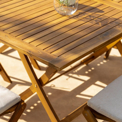 Ashby 4 Seater Wooden Rectangular Garden Dining Set with Cream LED Premium Parasol - 120cm - Laura James