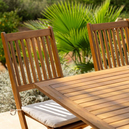 Ashby 4 Seater Wooden Rectangular Garden Dining Set with Cream LED Premium Parasol - 120cm - Laura James