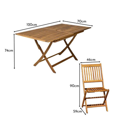 Ashby 4 Seater Wooden Rectangular Garden Dining Set with Grey Parasol - 120cm - Laura James
