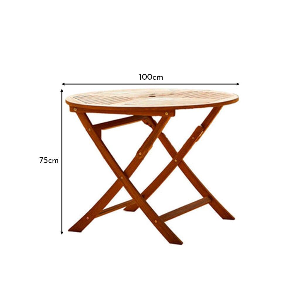Ashby 4 Seater Wooden Round Folding Garden Dining Table - 100cm - Laura James