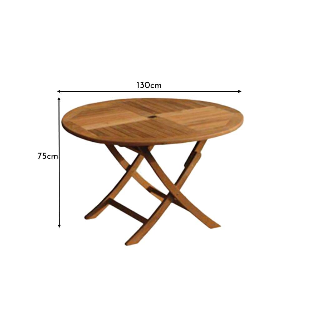 Ashby 6 Seater Wooden Round Folding Garden Dining Table - 130cm - Laura James