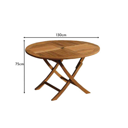 Ashby 6 Seater Wooden Round Folding Garden Dining Table - 130cm - Laura James