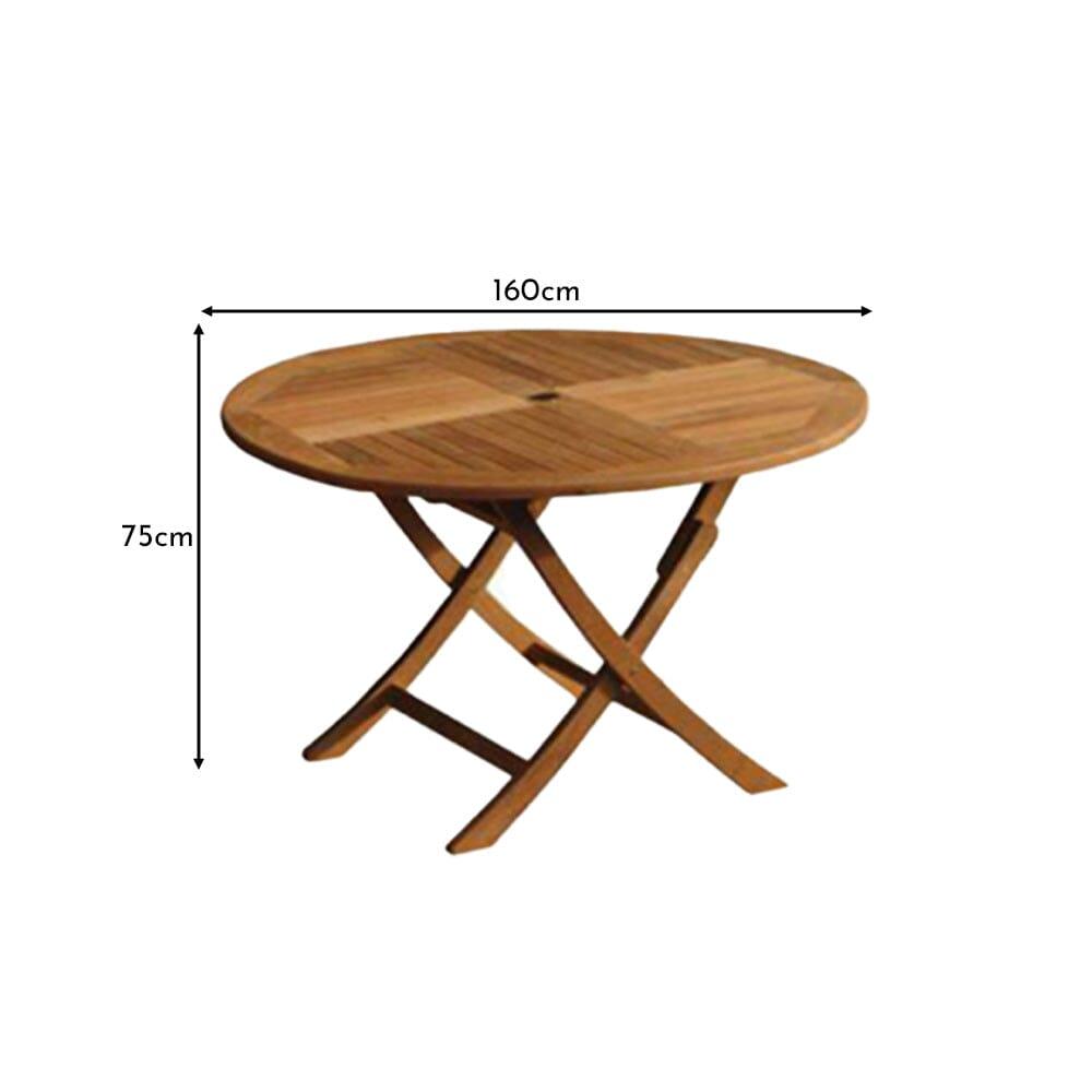 Ashby 8 Seater Wooden Round Folding Garden Dining Table - 160cm - Laura James