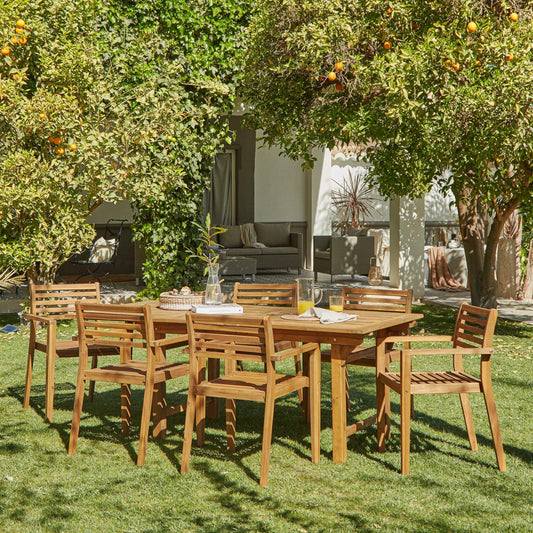 Aspen Outdoor Extendable Dining Set - With 6 Chairs - Laura James