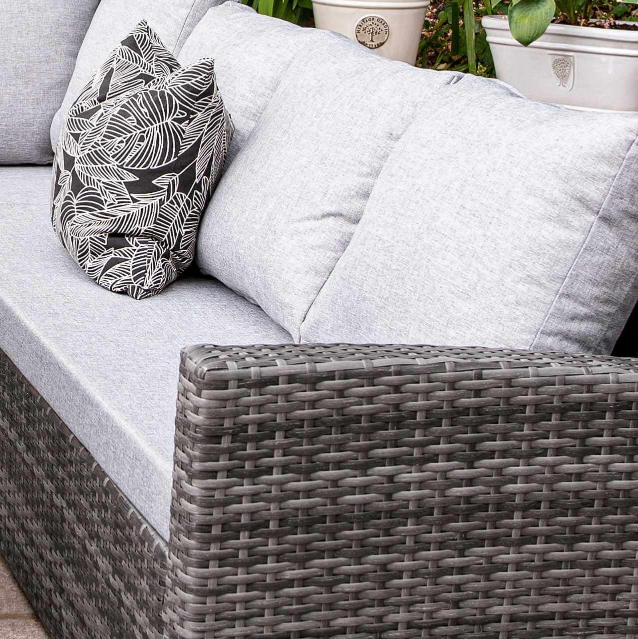 Aston rattan corner sofa set - cream LED cantilever parasol - 9 seater - grey - Laura James