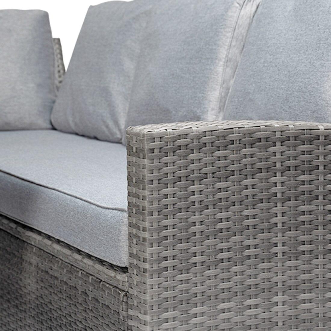 Aston Rattan Corner Sofa Set Polywood Top - 9 Seater - Grey - Laura James