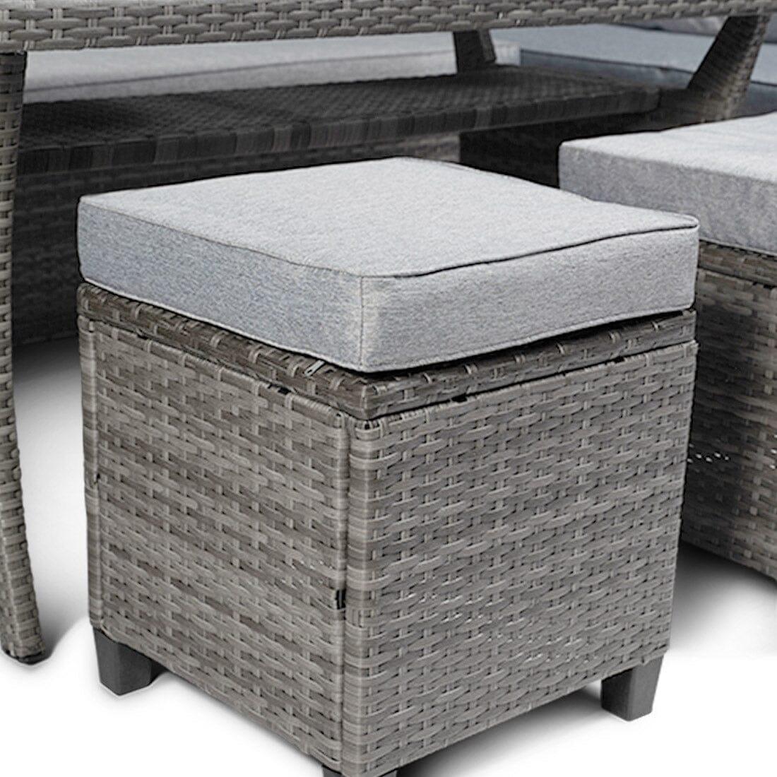 Aston Sofa Dining Set Sofa Set Grey Polywood with Premium Grey Parasol - Laura James