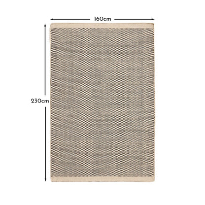 Atcham Wool & Cotton Rug - Pebble Black - 160 x 230cm